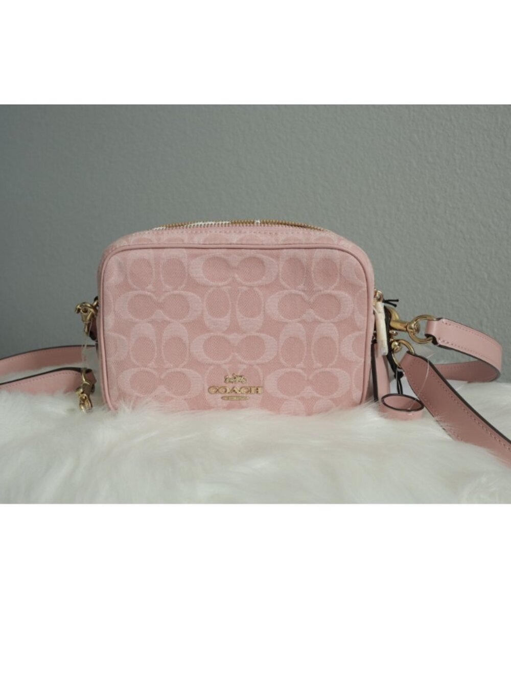 Coach Mini Carey Shoulder Bag in Signature Pink Denim